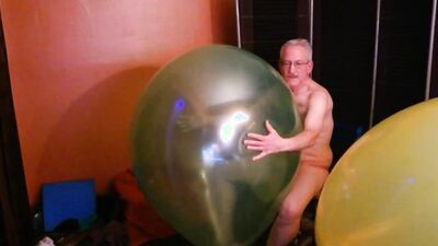 124) Two Giant Round Balloons Popped and Cum On by Daddy