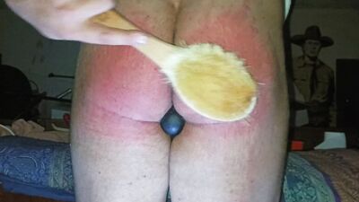 Hardcore self spanking with anal balls