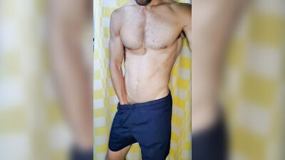 Man with a muscular and athletic body, wasting semen