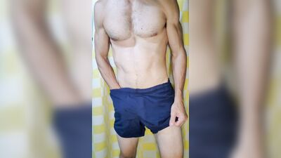 Man with a muscular and athletic body, wasting semen