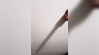 Handcuffed femboy suck a dildo with a chastity cage