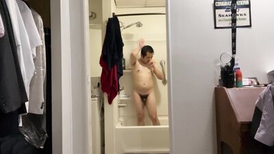 Shower facing boy never stop