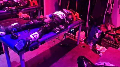Rubber Gimp Strapped to the table and edged 100 times