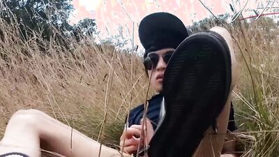 Outdoor VLOG, Jon Arteen talks, masturbates, ejaculates sperm in a wheat field Young French-Asian
