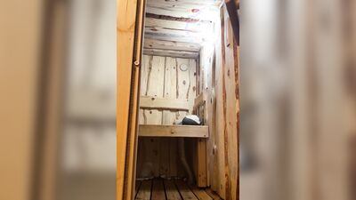 Muscular daddy in the sauna fucks you to orgasm