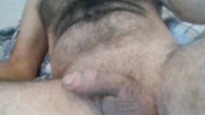 Dirty talking sexy hairy jerking off his big dick with hot moanings