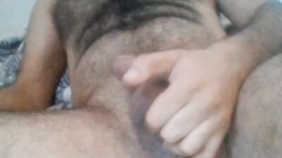 Dirty talking sexy hairy jerking off his big dick with hot moanings