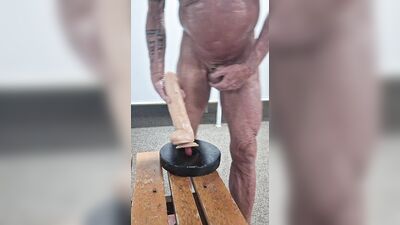 More locker room fun with some oil and my dildos