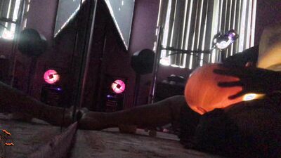 Disabled Boy Fucks Halloween Pumpkin till his Cock Explodes