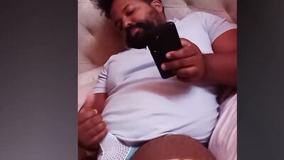 Daddy Bear Plays with Covered Cock on Live