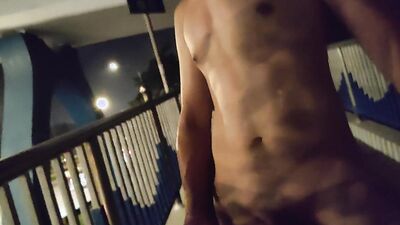 Masturbating nude on a busy pedestrian bridge