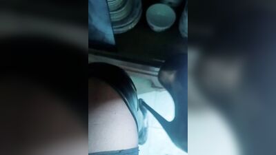 Thigh high boots shemale masturbation