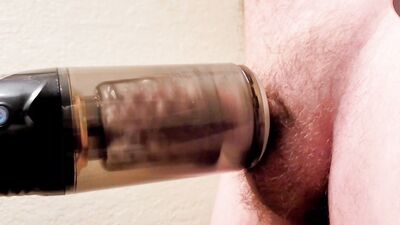 Big Thick Cock Cums Hard Twice From Automatic Male Masturbator