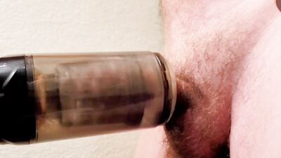 Big Thick Cock Cums Hard Twice From Automatic Male Masturbator