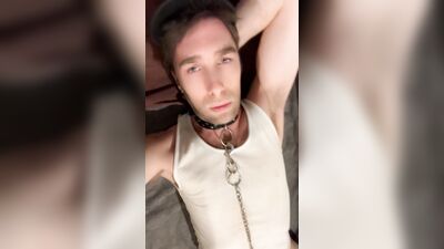 Horny fag strip and cum