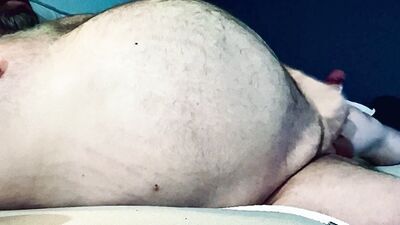 FAT DADDY STROKING HIS THICK UNCUT COCK ON THE COUCH