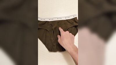 I tried to ejaculate inside the BVD bikini briefs (the color is khaki!).