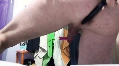 Trying on my GF's pajamas and lace panties