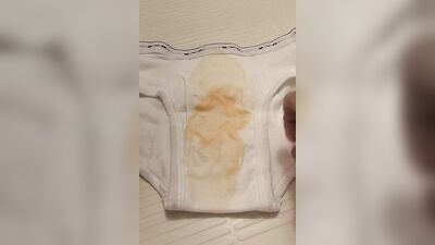 I ejaculated (7th time) in a brand new white BVD bikini brief and soaked it with semen!