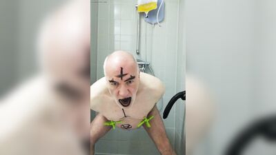 Satan slave takes urine enema on Satan's orders part 2