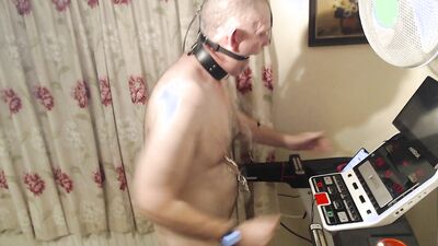 Running on treadmill with toys on
