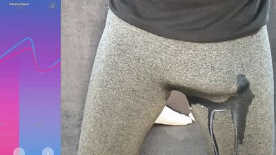 Huge cock huge cum in pants compilation