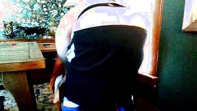 Showing off for a fan...he cums while I jerk!