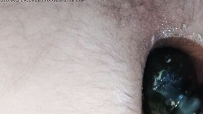 Jerk off & creamy anal dildo