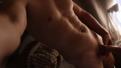 Hot guy stretches his cock before bed
