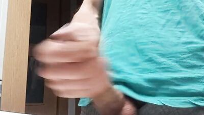 Slim Guy big cock in a Tank Top Shows How He Cums with His Huge Shaved Cock