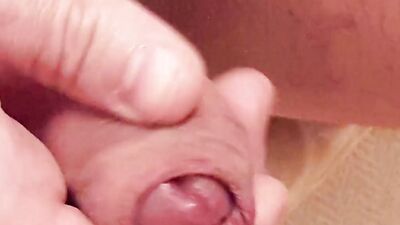 Extreme deep cock sounding close up and a cumshot while sounding rod is fully inside
