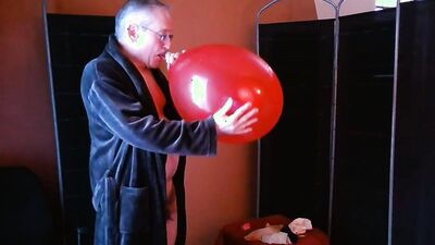 132) Red 17" Balloon Cum and Pop by Daddy