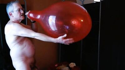 132) Red 17" Balloon Cum and Pop by Daddy