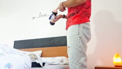 Found a Fleshlight at a Friend's and Made It Mine! Big Cock, Fit Body, Loud Moans