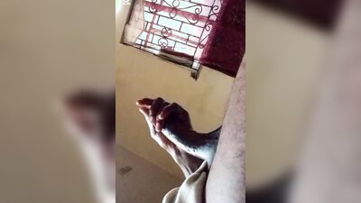 Daddy home alone masterbating with his 9inc cock anal fingering and cummimg
