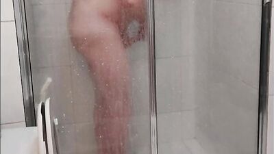 Mature daddy taking a bath in the shower