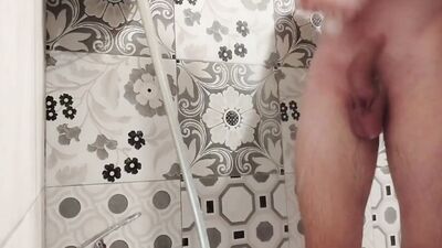 A cocky athlete poured cum all over the floors, lick my cum both.