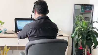 Sucking my friend while he works and ends up fucking my ass