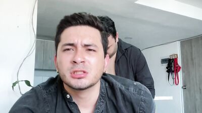 Sucking my friend while he works and ends up fucking my ass