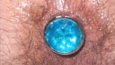 Trying butt plug and first time dildo riding