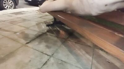 Nude in public playing with my dick and spanking myself