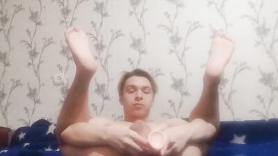 Teen Twink Guy play with big cock and ass so hard, and get cum amazing