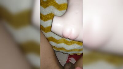 Fuck with a mini bust fake pussy