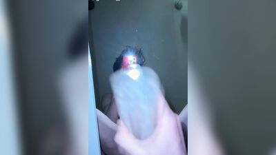 I'm Milking my Uncut Wet Dick and Squirt Cum on the mirror under me