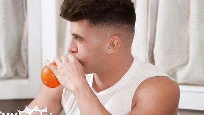 TWINKPOP - Spikey Dee Nearly Falls A Ladder So Trevor Brooks Catches Him By His Big Cock & Sucks Him