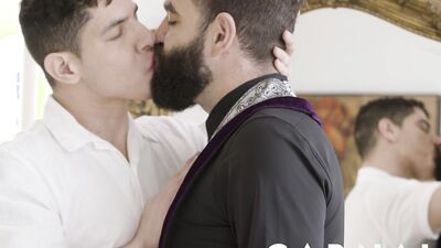 Staghomme Bastian Karim gets face fucked by hung Clergyman Leandro