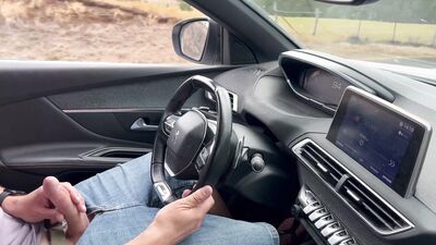???? Beenjoy - Big cock masturbation in the car and big cumshot on the side of the road completely naked