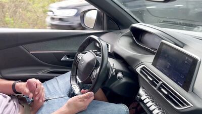 ???? Beenjoy - Big cock masturbation in the car and big cumshot on the side of the road completely naked