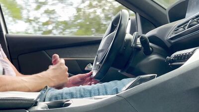 ???? Beenjoy - Big cock masturbation in the car and big cumshot on the side of the road completely naked