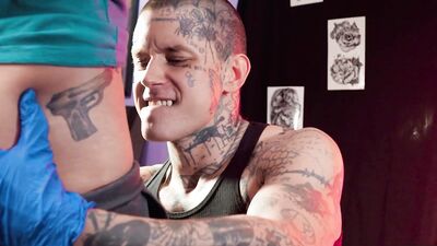 MEN - Angel Elias Visits Tattoo Artist Ethan For Some New Ink, Ends Up Eating And Fucking His Hole
